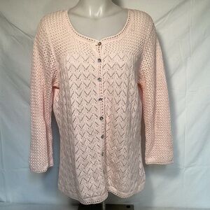 L.L. Bean Light Pink Open Knit Cardigan Sweater Women’s Size Large